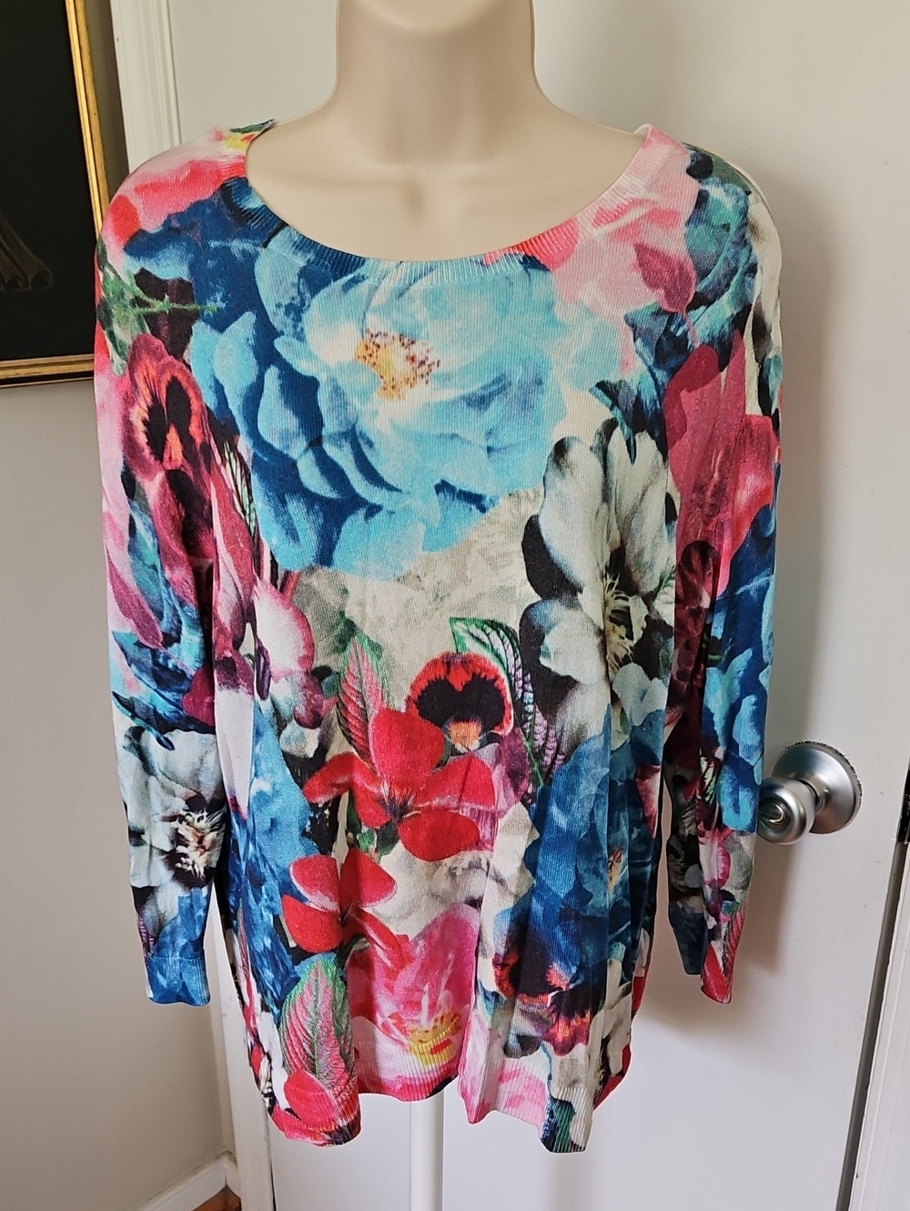 Talbots Floral Lightweight Sweater Size L